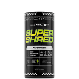 A container of Cellucor Super Shred Fat Burner with black and green branding.