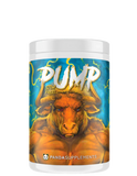 A container of PUMP Stim Free Pre-Workout supplement with a graphic of a bull on the label.