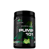 UMP-101 pre-workout supplement tub with matte label