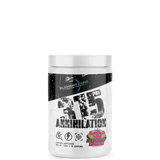 A container of Element Zero 315pre Annihilation, a pre-workout supplement with graphics and text on the label.