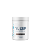 A container of Revive Sleep restorative sleep support supplement in dark chocolate flavor.