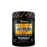 Superhuman® Extreme tub with pre-workout scoop on bench