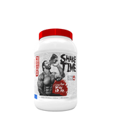 Scoop of protein next to shaker and post-workout gear