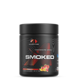 Smoked bottle placed beside workout gear and water