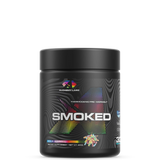 Smoked bottle placed beside workout gear and water