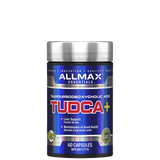 A container of ALLMAX TUDCA+ capsules, which is intended for supporting liver health.