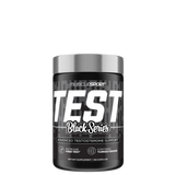 A container of MuscleSport Test Black Series, which is a supplement for testosterone support.