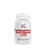 A bottle of 5% Nutrition Turkesterone 1200 supplement with white and red label.