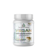 Vegan plant-based protein tub with clean white label