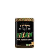 A container of VILLAIN High-Stim Nootropic Pre-Workout supplement with a predominantly red and black design, featuring the product name and the phrase 'Potent Aggression Ignitor'.