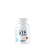 A bottle of Revive brand Vitamin K2 & D3 supplements.