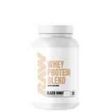 A container of RAW Whey Protein Blend in Chocolate Milk flavor.