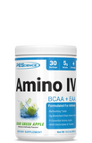 A container of PEåScience Amino IV BCAA + EAA supplement
