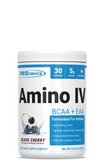 A container of PEåScience Amino IV BCAA + EAA supplement