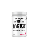 A container of Black Magic Supply's KEYZ Amino Acid Recovery Matrix in Berry Tropic flavor.