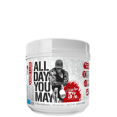 Container of ALL DAY YOU MAY 10:1:1 Ratio BCAA Recovery Drink with branding and information about the product.