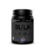 Black supplement container labeled 'BULK' with Transparent Labs branding on a white background