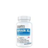 A bottle of Brain XL dietary supplements with the brand name Innovapharma Essentials visible on the label.