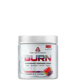 A container of BURN comprehensive thermogenic powder by CORE NUTRITIONALS with colorful label design.