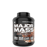 A container of VMI Sports Major Mass Lean Mass Gainer in ice cream sandwich flavor, highlighting its features such as high protein and low carb content.