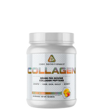 A container of Core Nutritionals Collagen supplements with text indicating it is grass-fed bovine collagen peptides, with a peach mango flavor.