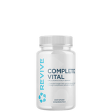 A white bottle with a blue and green label that reads 'REVIVE COMPLETE VITAL'. It is a dietary supplement container.