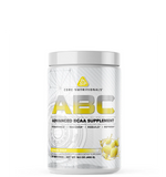 A container of Core Nutritionals' ABC Advanced BCAA Supplement, with a yellow and white label.