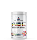 A container of Core Nutritionals' ABC Advanced BCAA Supplement, with a rainbow and white label.