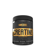 A container of Creatine Monohydrate supplement with branding and information printed on the label.