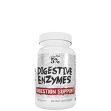 A bottle of dietary supplement labeled 'Digestive Enzymes' by 5% Nutrition.