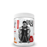 A container of 'Full As F*ck Nitric Oxide Booster & Non-Stim Pre-Workout' supplement with a graphic of a muscular person on the label.