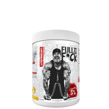 A container of 'Full As F*ck Nitric Oxide Booster & Non-Stim Pre-Workout' supplement with a graphic of a muscular person on the label.