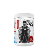 A container of 'Full As F*ck Nitric Oxide Booster & Non-Stim Pre-Workout' supplement with a graphic of a muscular person on the label.