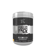 A container of Full As F*ck Nitric Oxide Booster with a label that has the product name and the phrase 'Special Edition Workout'.