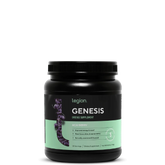 A container of Genesis Greens Supplement with a black and green label, branded by Legion Athletics.