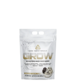 A package of Core Nutritionals GROW whole food based mass gainer, with a cookies and cream-themed design.