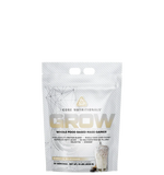 A package of Core Nutritionals GROW whole food based mass gainer, with a vanilla-themed design.