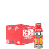 A packaged product labeled KXR Pre Workout RTD with a visual representation of the product as a ready-to-drink bottle and a box in the background.