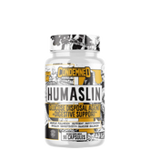 A container of HumaSlin glycose disposal agent and metabolic support, with 500 capsules, featuring a label with graphics and text.
