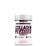 A container of MuscleSport Collagen Peptides, unflavored, with branding and product information on the label.