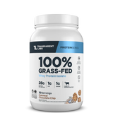 Transparent Labs 100% Grass-Fed protein powder container on a white background