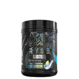 A container of Ryse Godzilla Pre-Workout supplement with a graphic of Godzilla and the flavor Watermelon visible on the label.
