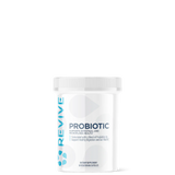 A white bottle labeled 'Probiotic' by Revive, indicating a supplement for digestive health and immune support.