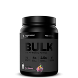 Black supplement container labeled 'BULK' with Transparent Labs branding on a white background