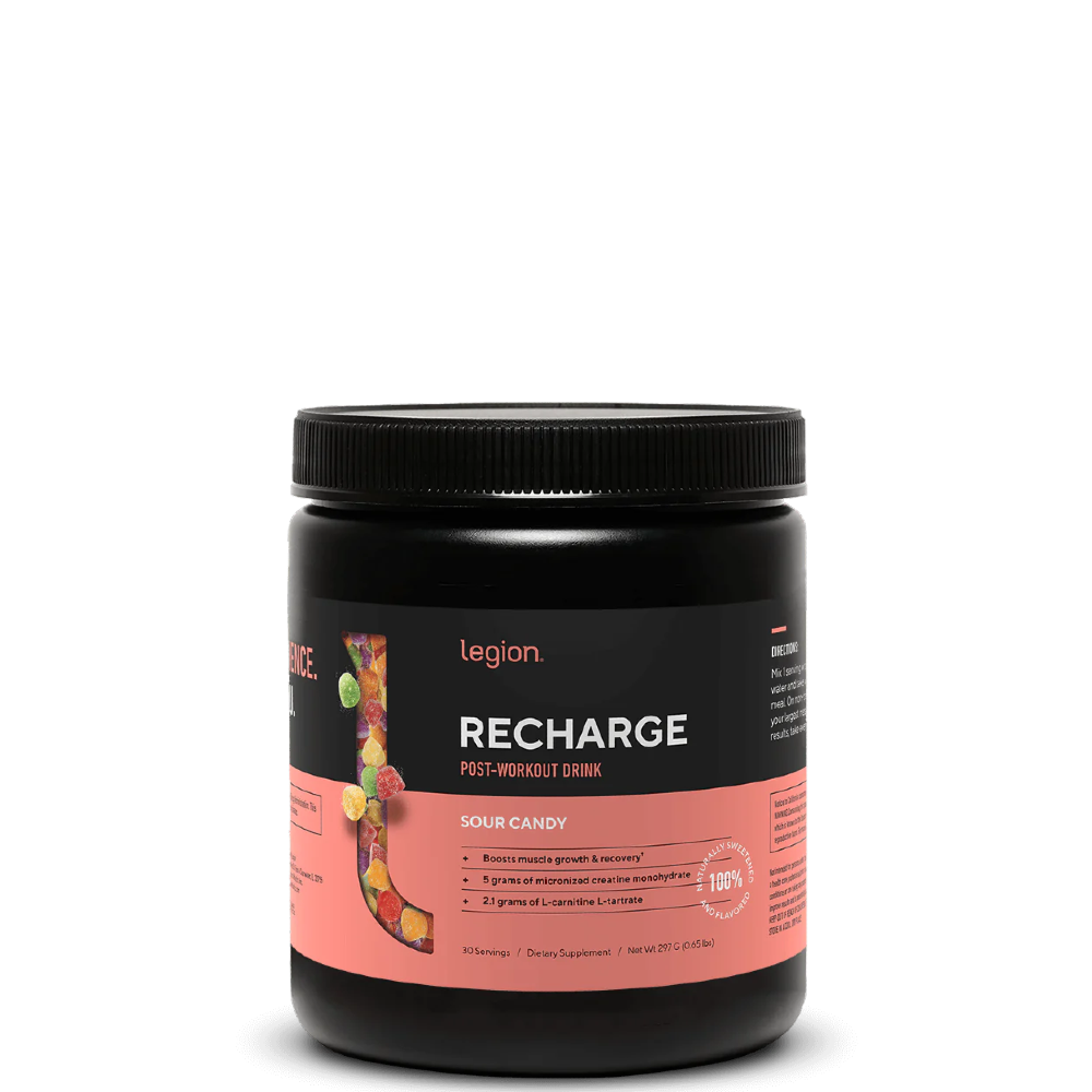 Athlete drinking Recharge after a workout