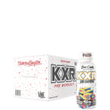 A packaged product labeled KXR Pre Workout RTD with a visual representation of the product as a ready-to-drink bottle and a box in the background.