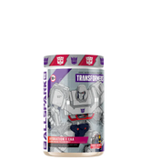 A container of Transformers-themed hydration supplement powder with a character illustration on the label.