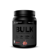 Black supplement container labeled 'BULK' with Transparent Labs branding on a white background