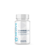 A bottle of Revive Supplements Yohimbine HCL with white labeling, indicating it is a dietary supplement for metabolic support.