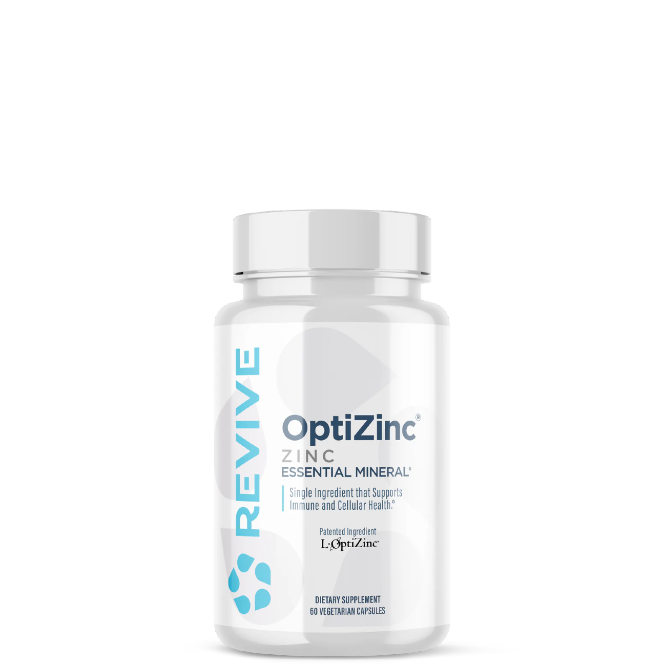A bottle of Revive OptiZinc Essential Mineral Supplement.